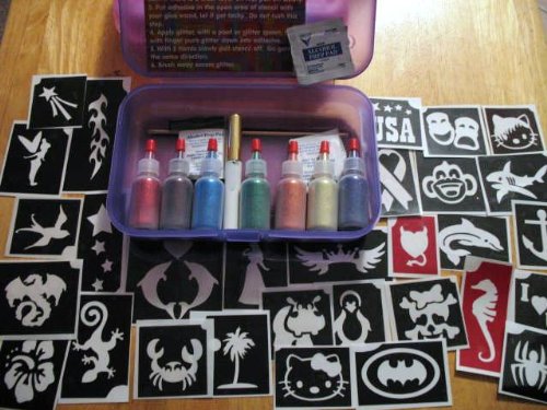 Classic Rainbow Glitter Tattoo Face Paint Kit