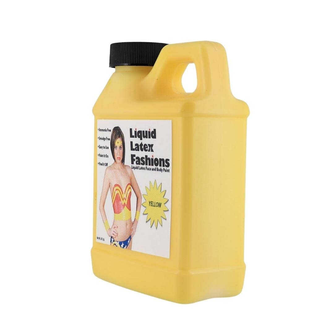 Yellow 8 Fl Oz - Liquid Latex Body Paint, Ammonia Free No Odor, Easy On and Off, Cosplay Makeup, Creates Professional Monster, Zombie Arts