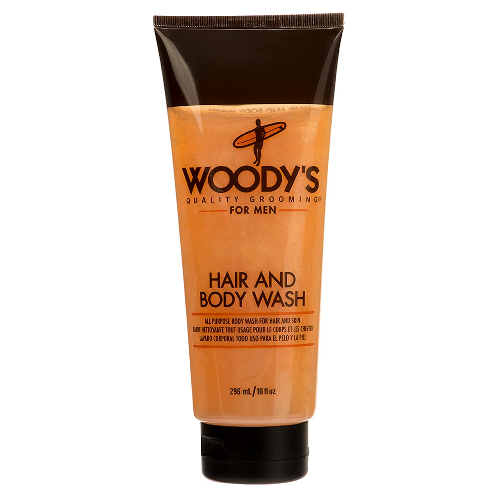 Woody's Hair and Body Wash for Men - 2-in-1 Cleanser & Body Wash, Deep Cleansing, Hydrating, Refreshing Scent, Sulfate-Free, 10 fl oz, 1 Pack