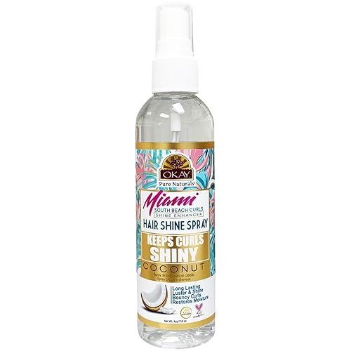 OKAY Hair Shine Spray 4 oz - Shine Enhancer for Curly, Wavy & Straight Hair - Frizz Control, Gloss Finish & Lightweight Styling Spray with Vitamin E