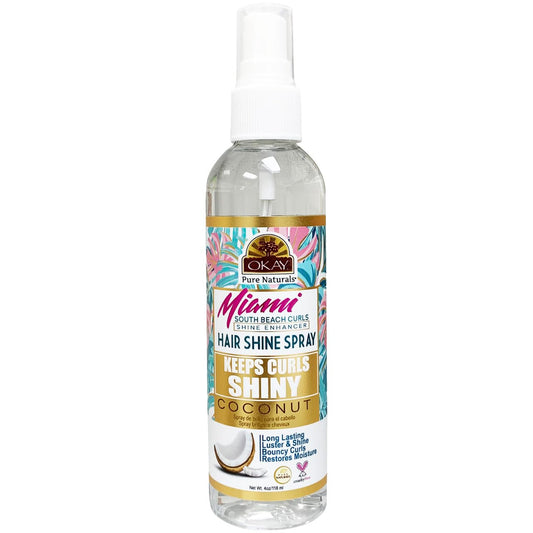 OKAY Hair Shine Spray 4 oz - Shine Enhancer for Curly, Wavy & Straight Hair - Frizz Control, Gloss Finish & Lightweight Styling Spray with Vitamin E