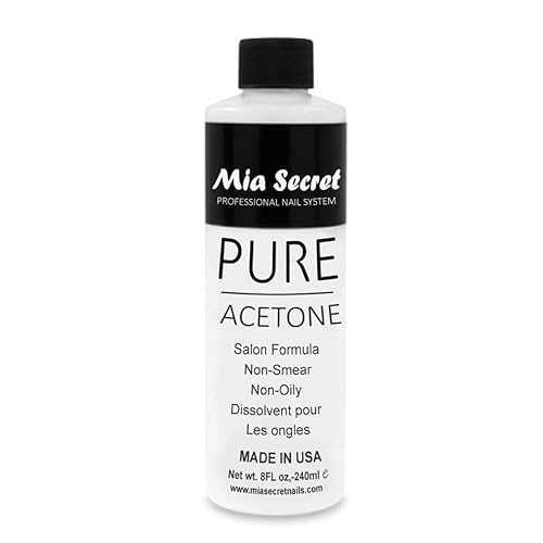 Mia Secret Nail Polish Remover, 100% Pure Acetone, 8 Fl. Oz. Safe and Gentle Cuticle Remover Liquid, Quick and Effective Formula, For Natural