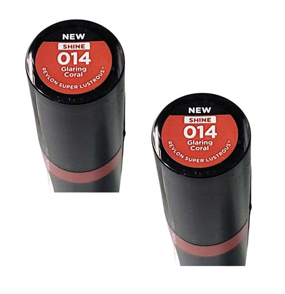 Pack of 2 Revlon Super Lustrous Glass Shine Lipstick, Glaring Coral 014