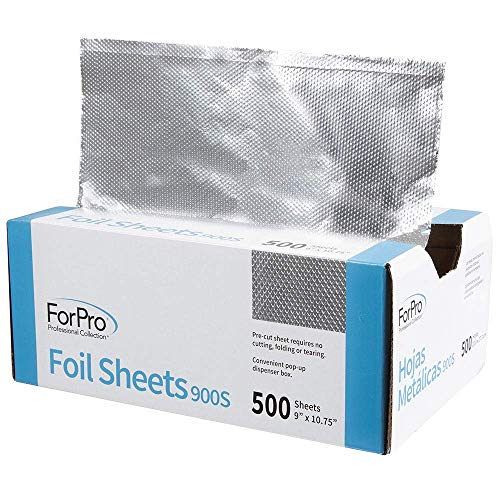 ForPro Professional Collection Embossed Foil Sheets 900S, Aluminum Foil, PopUp Dispenser for Hair Color Application and Highlighting, Food Safe, 9” W