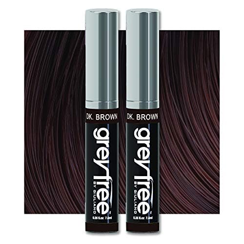 Greyfree Hair Mascara Root Touch-Up for Gray Hair | Precision Hairline Concealer for Brows & Beard | 2 Pack (DARK BROWN)