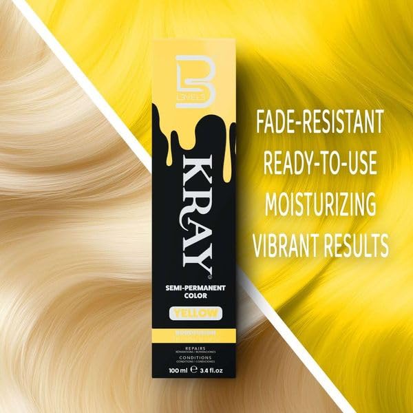 L3 Kray Semi Permanent Hair Color - Semi Permanent Hair Dye with Aloe Vera - Yellow