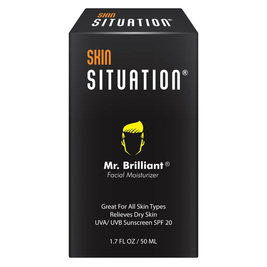 Mr. Brilliant Men Face Moisturizer Age Defense with SPF 20 Daily Face Cream Skincare, Hydrates Dry and Oily Skin, Reduces Fine Lines, Wrinkles