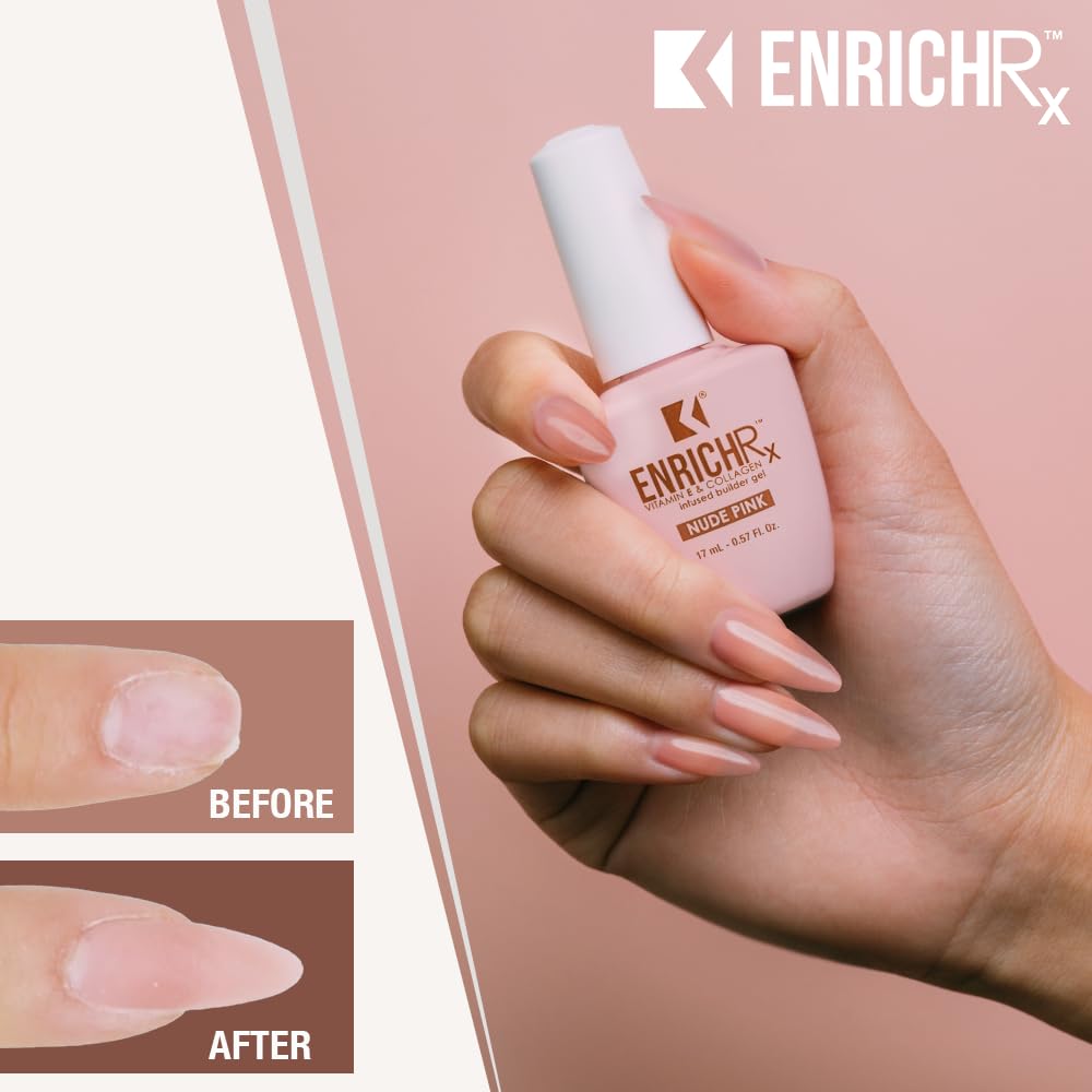 KUPA EnrichRx Builder Gel, Nude Pink, Vitamin E & Collagen Infused, UV/LED Soak-Off Gel Brush On Natural Nail, 0.57 Fl Oz Beauty & Personal Care KUPA