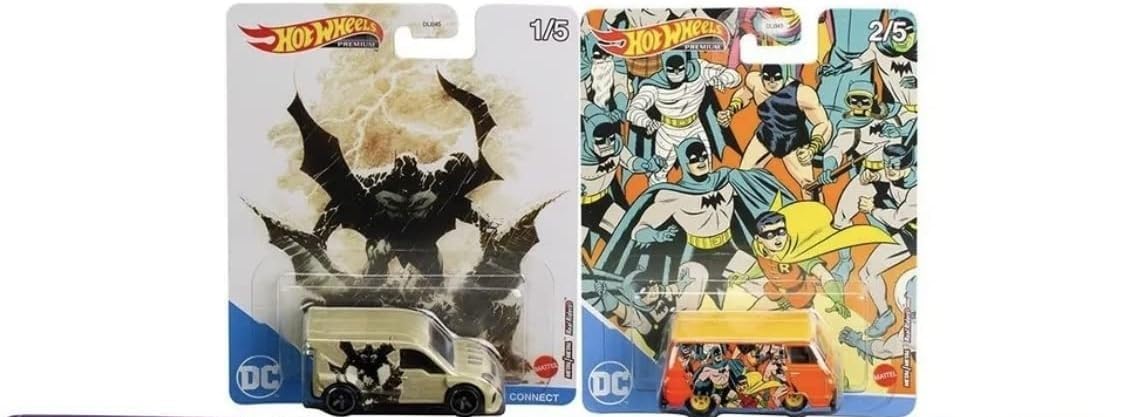 Hot Wheels Premium Pop Culture DC Batman Comics Complete 5‑Car Set - 1:64 Die‑Cast, DLB45-946P, Ages 3+