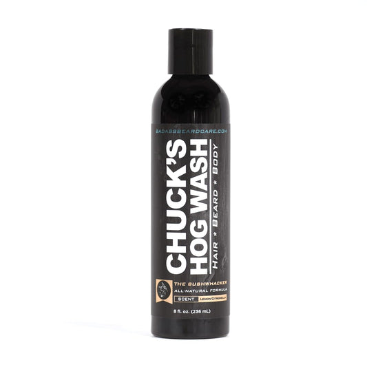 Chuck's Hog Wash - All Natural Beard and Body Wash - The Bushwhacker Scent, 8oz - Leaves Your Beard Softer Than its Ever Been and is Suitable Beauty & Personal Care Badass Beard Care