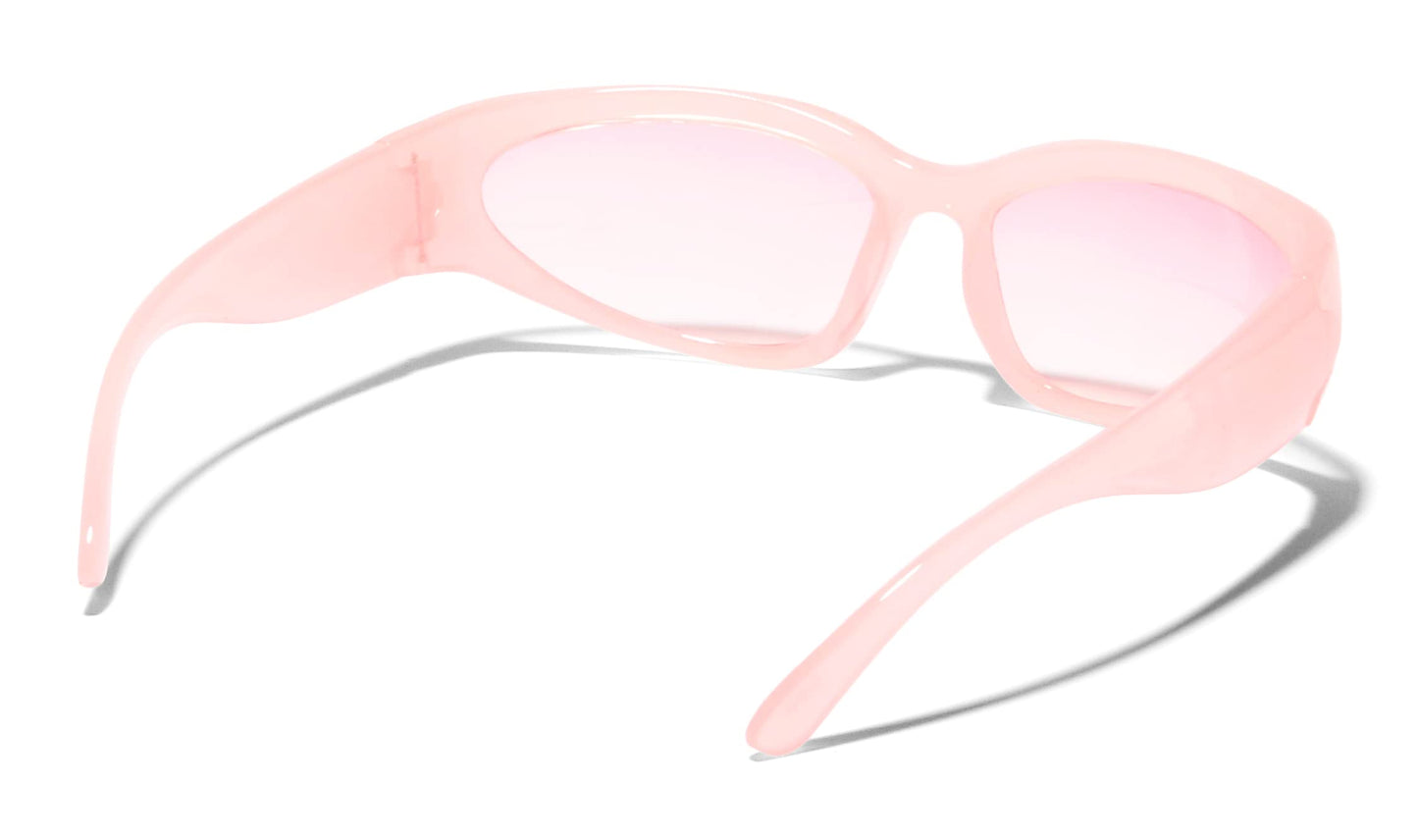 ShadyVEU Wrap Around Oval Candy Gradient Fashion Men Women Vintage Outdoor Sport Shades UV400 Sunglasses (Pink Frame/Gradient Pink Lens)