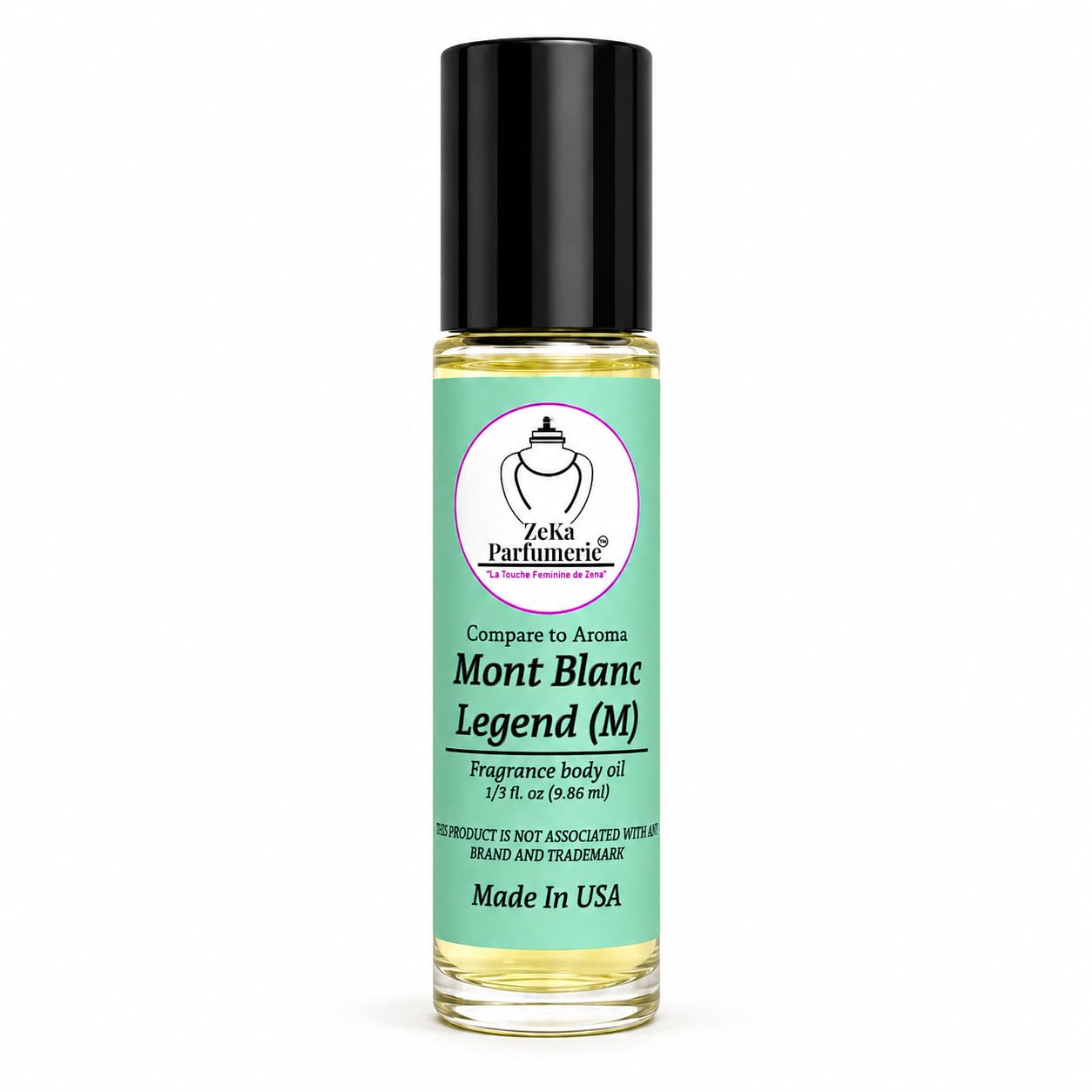 ZEKA PARFUMERIE Compare to Aroma compatible with Mont Blanc Legend for Men Fragrance Body oil on 1/3 oz (9.86ml) size Roll-On Botlle