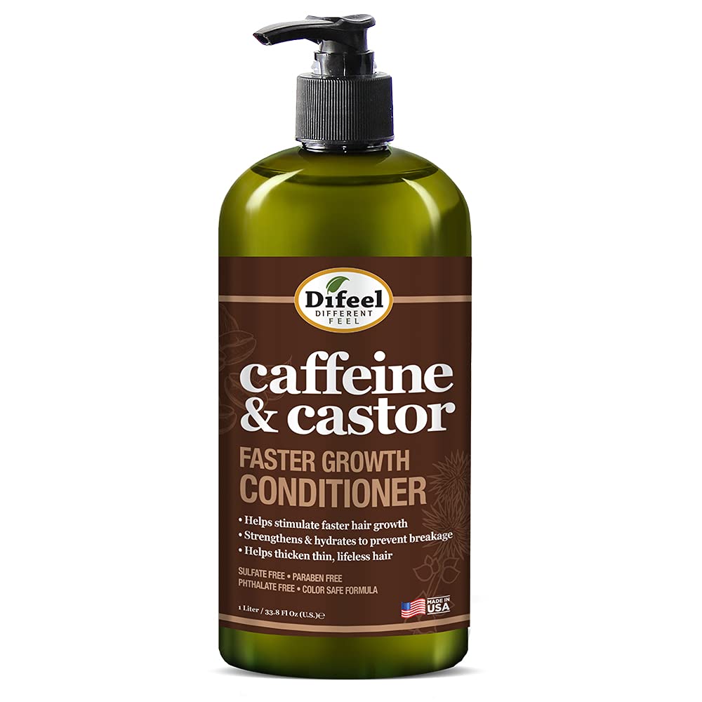 Difeel Caffeine & Castor Shampoo, Conditioner and Hair Growth Oil Set - with Shampoo, Conditioner, and Hair Oil