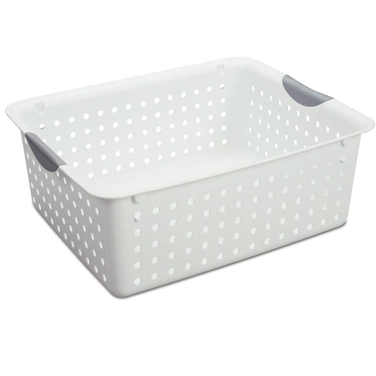 Sterilite Large Ultra Basket, Open Storage Bin to Organize Closets, Cabinets, Pantry, Shelving and Countertop Space, White, 1-Pack