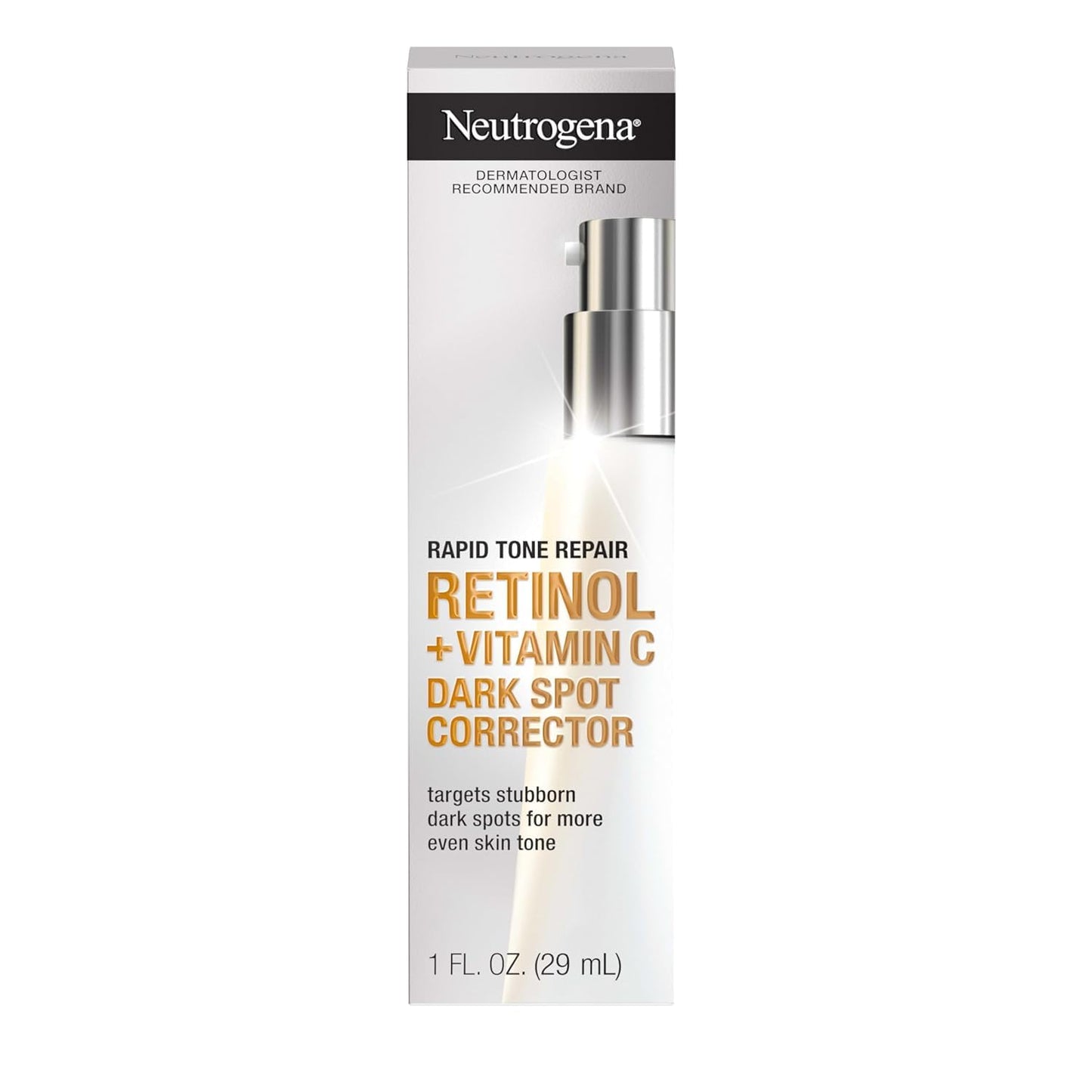 Neutrogena Rapid Tone Repair Retinol + Vitamin C Dark Spot Corrector Face Serum, Daily Anti-Wrinkle Brightening Serum to Even Tone, Mineral Oil