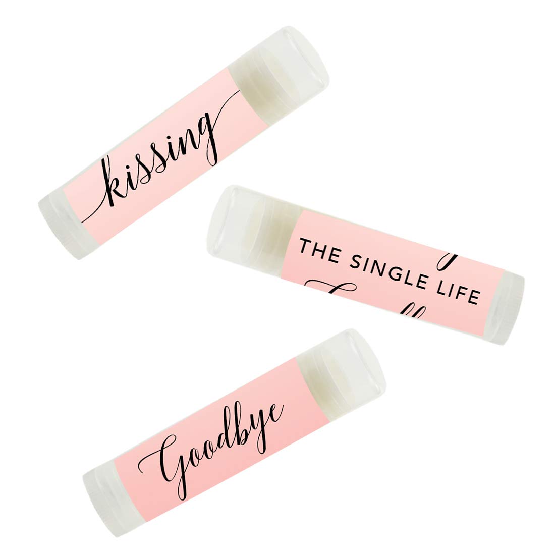 Andaz Press Blush Pink Rose Elegant Bridal Shower Engagement Party, Lip Balm Chapstick Favors, Kissing The Single Life Goodbye, 12-Pack, Bridal Shower