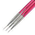 Winstonia Super Fine Nail Art Brush Set for Thin Lines, Tiny Details, Fine Drawing, Delicate Coloring. 3 pcs Brushes Kit - BERRY WINE