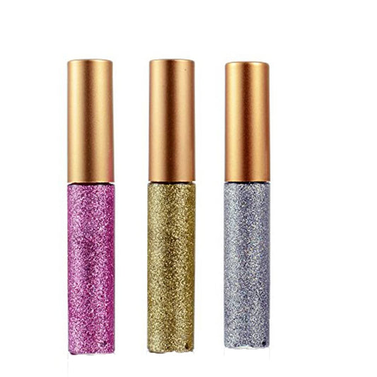 Liquid Glitter Eyeliner 3 Color Metallic Glitter Sparkling Eyeliner Face Eye Cosmetic Glow Shimmer Makeup Glitter Eye Shadow Long Lasting Sparkling
