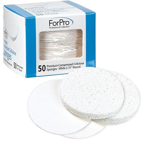 ForPro Professional Collection Premium Compressed Facial Sponges, 50-Count Cellulose Sponges for Facial Cleaning, Exfoliating and Makeup Removal