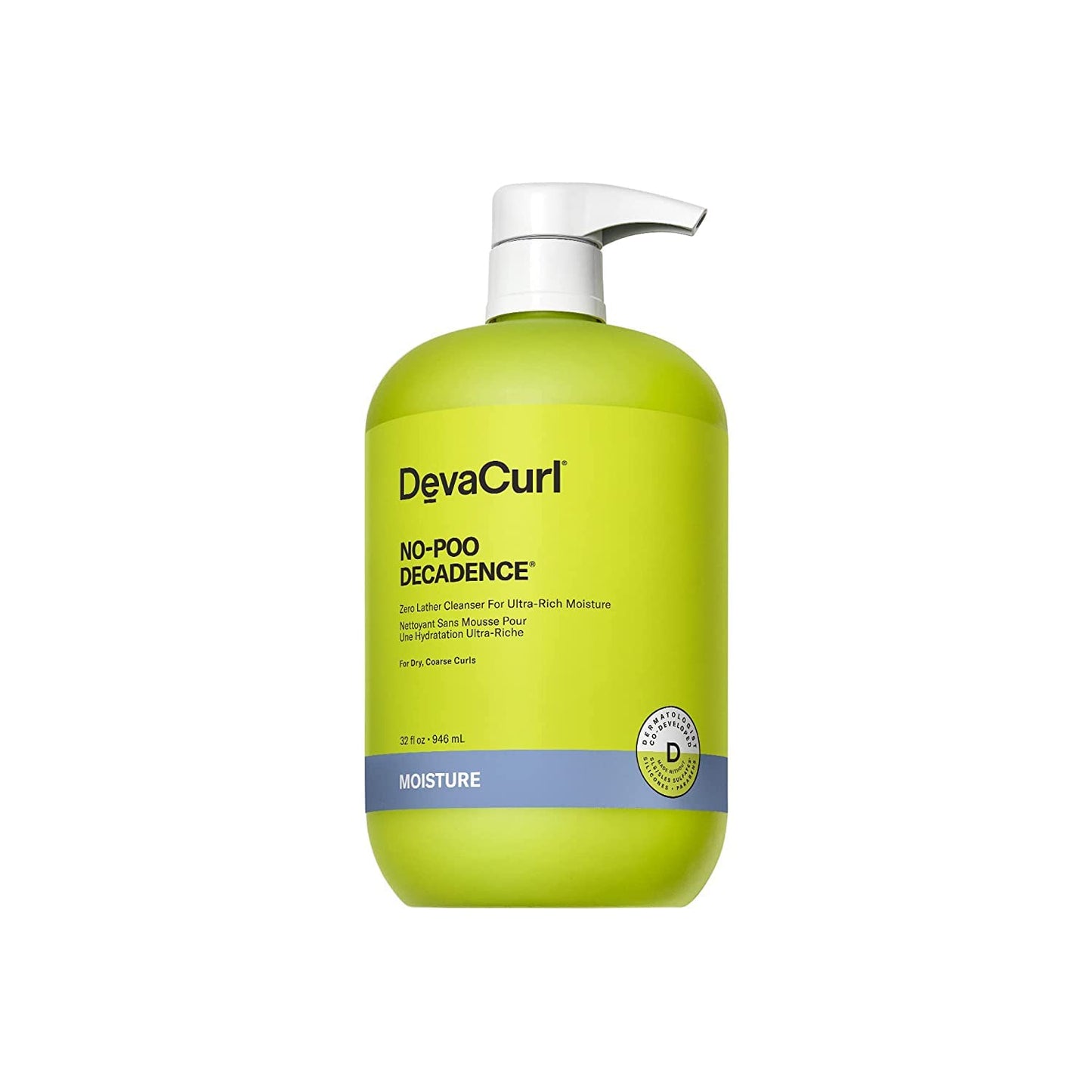 DevaCurl No-Poo Decadence Non-Lathering Cleanser for Ultra-Rich Moisture, Green Oasis, 32 fl. oz