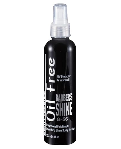 Bonfi Natural Oil Free Barber's Shine Spray for Men w/ UV Protector & VItamin E 8 oz