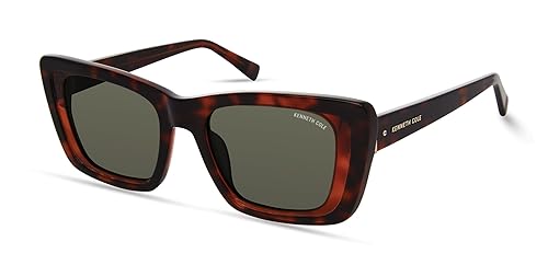 Kenneth Cole New York Women's KC5152N Square Sunglasses, Dark Havana/Green, 51/19/140