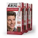 Just For Men Easy Comb-In Color Mens Hair Dye, Easy No Mix Application with Comb Applicator - Medium Brown, A-35, Pack of 3