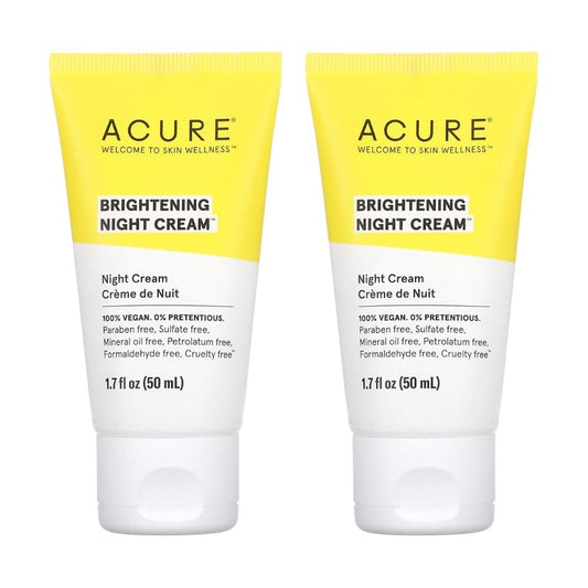 Acure Brightening Night Cream, 1.7 fl oz (50 ml) (Pack of 2)