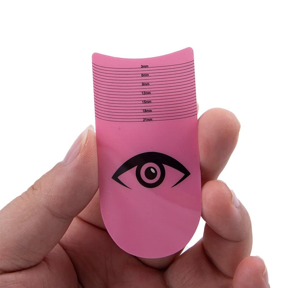 Pink Eyelash Ruler,Eyelash Stencils Ruler for Measure Eyelashes LengthEyebrow Lash Measuring Tool Beauty Tools Professional Eyelash Stencils Ruler