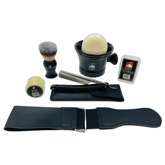 G.B.S Men's Shaving Set- Deluxe Straight Razor 6/8in Carbon Steel Razor, Shaving Mug, Synthetic Bristles Brush, Shaving Soap Razor Case, Alum Block Beauty and Personal Care G.B.S