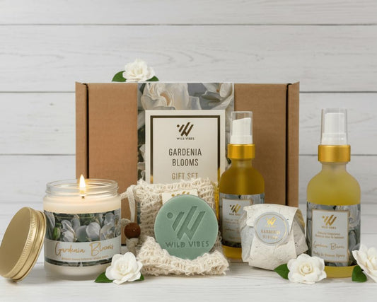 Wild Vibes Gardenia Blooms Aromatherapy Gift Box Perfect for Birthdays, Mother's Day, Thank You Days. Luxurious Body Oil, 2 in 1 Bubbles, Bath Bomb Beauty & Personal Care Wild Vibes