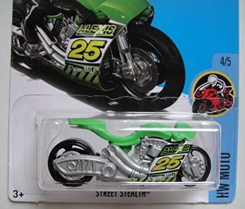 Hot Wheels 2017 HW Moto Street Stealth (Motorcycle) 42/365, Chrome and Green