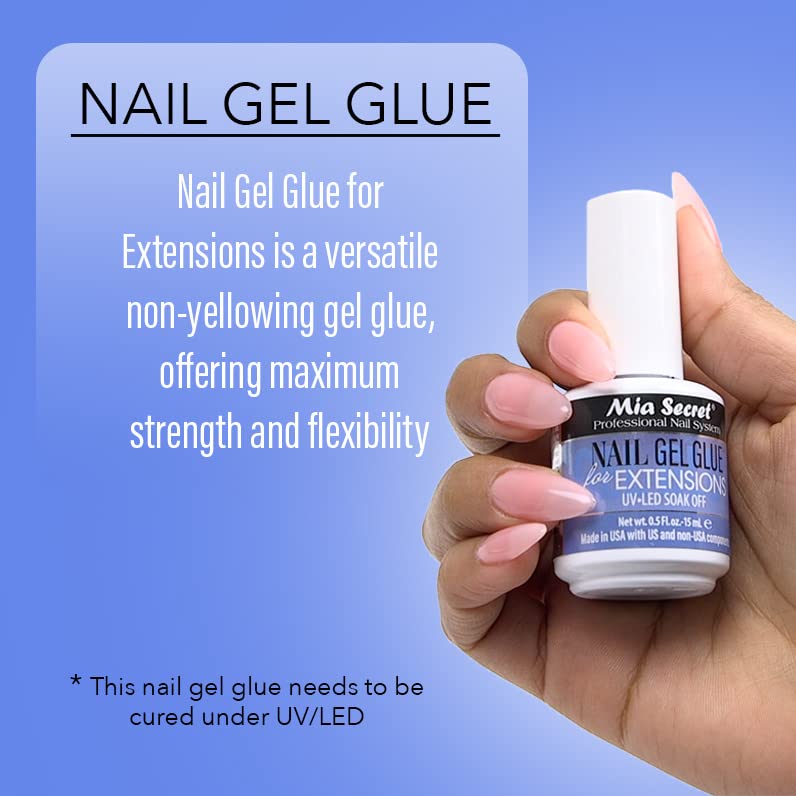 MIA SECRET 0.5Floz NAIL GEL GLUE FOR EXTENSIONS UV-LED SOAK OFF