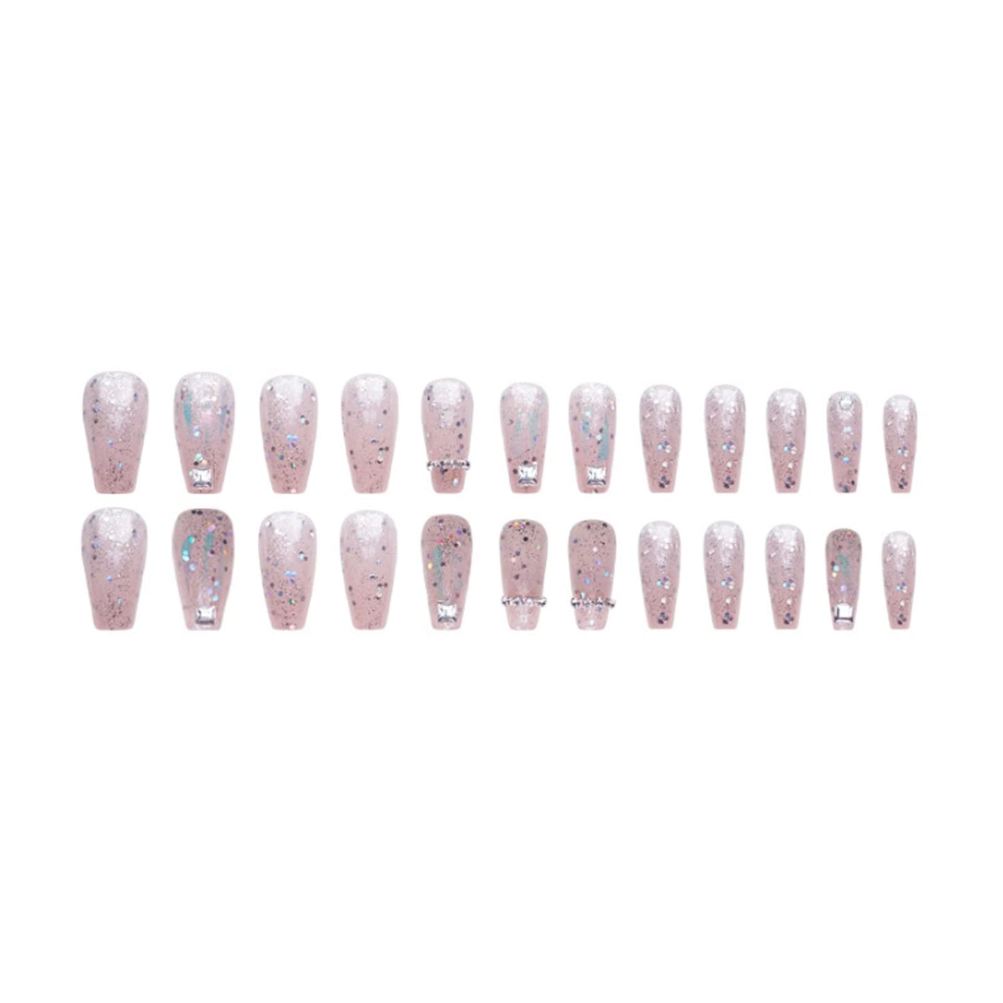 DANMANR Long Press on Nails Square French Fake Nails Full Cover Nude Acrylic False Nails for Women and Girls 24PCS (Multicolor Medium Coffin) Beauty and Personal Care DANMANR