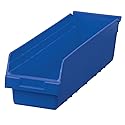 Akro-Mils 30094 Plastic Nesting ShelfMax Storage Bin Box, (24-Inch x 6-Inch x 6-Inch), Blue, (10-Pack)
