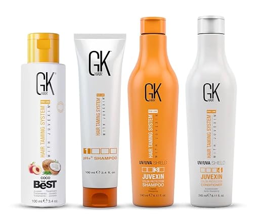 GK Shield Shampoo Conditioner Set (240ml) with Coco The Best and pH+ Shampoo (100ml) - Smoothing Hair Care Kit for Frizz Control Damage Free