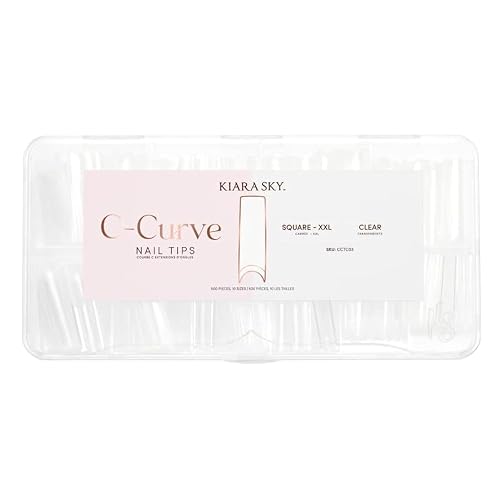 Kiara Sky C Curve XXL Nail Tip Case (500 Tips in 10 Sizes) (Square Clear) Beauty & Personal Care KIARA SKY