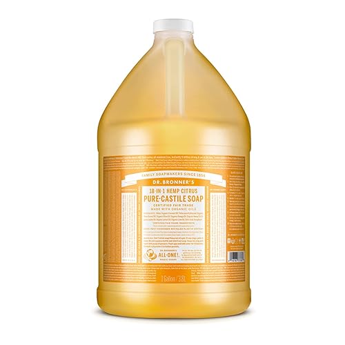 Dr. Bronner's - Pure-Castile Liquid Soap (Citrus, 1 Gallon) - Made with Organic Oils, 18-in-1 Uses: Face, Body, Hair, Laundry, Pets and Dishes