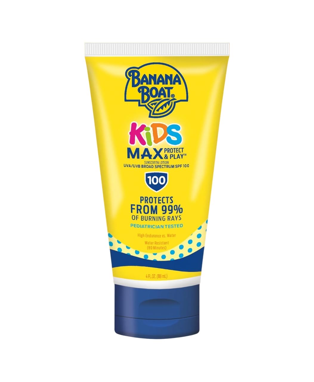 Banana Boat Kids Max Protect & Play Broad Spectrum Sunscreen SPF 100 4 oz (Pack of 8)