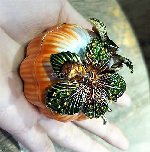 znewlook Pumpkin Trinket Ring Boxes Wedding Jewelry Gift Crafts Pumpkin Bejeweled Rings Earrings Small Storage Box