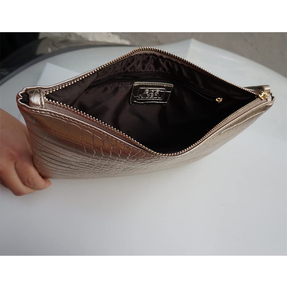 NIGEDU Women Clutches Crocodile Grain PU Leather Envelope Clutch Bag (Blue)