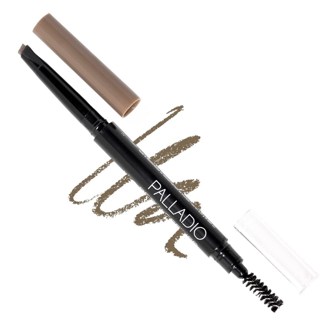 Palladio Brow Definer Retractable Pencil, Triangular Tip Fills Brows for a Natural Look, Tame and Shape Eyebrows with Spoolie Brush, Eyebrow Shaper