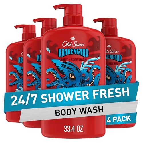 Old Spice Cleansing Body Wash for Men, 3X Defense, 24/7 Shower Fresh with Lasting Scent, 2-in-1 Body & Face Wash, Krakengard with Deep Ocean Scent