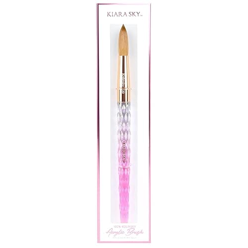 Kiara Sky Kolinsky Acrylic Nail Brush #20 - Pure Kolinsky Sable Hair, Pink Crystal Handle, Acetone Resistant, for Acrylic Application, Extensions & 3D Beauty & Personal Care KIARA SKY