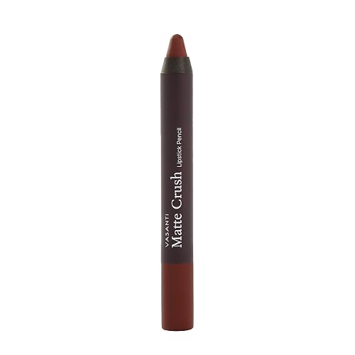 VASANTI Matte Crush Lipstick Pencil (Brownie Bite) | Long-Lasting, Water-Resistant Lip Liner Pencil that Won’t Smudge | Highly Pigmented, Soft Matte