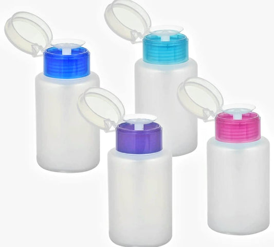 KGUH Push Down Pump Dispenser Bottle Nail Polish Makeup Remover Empty Cosmetic Container Plastic - 4pcs 70 ml Purple Blue Green Pink Beauty & Personal Care Greenbrier International