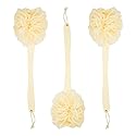 Juvale Exfoliating Luffa Shower Scrubber & Bath Scrubber for Body - 18 in, Ivory, 3-Pack - Loofah on a Stick & Shower Brush for Back