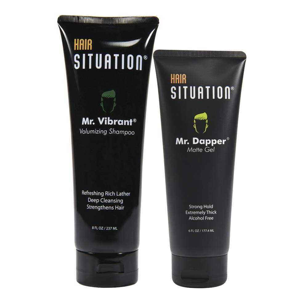 Hair Situation Mr. Dapper Matte Look - Extra Strong Firm Hold Hair, Anti-Humidity Shield. Mr. Vibrant Volumizing Shampoo for Thinning and Receding