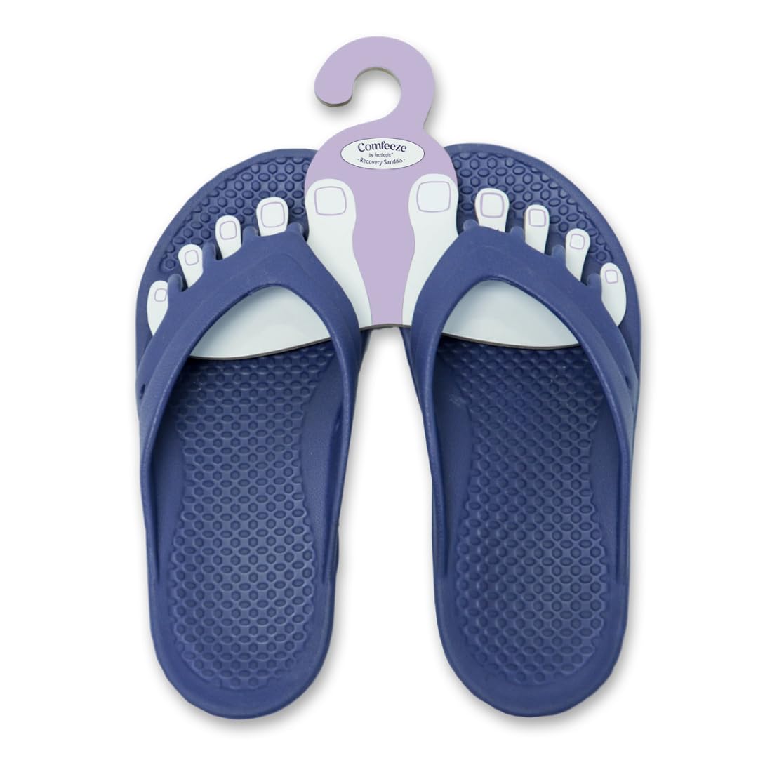 Comfeeze by Footlogix Recovery Sandals for Women - Toe Separator Pedicure Slippers with 5-Toe Spacing, Arch Support, Deep Heel Cup, Non-Slip Sole | Beauty & Personal Care FOOTLOGIX