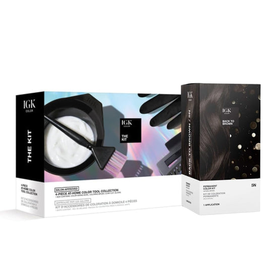 IGK Permanent Hair Dye Color Kit + At-Home Color Tools Set | 5N Back To Brown-Natural Brown, 100% Gray Coverage | Salon-Quality Application | 4.75 oz Beauty & Personal Care IGK